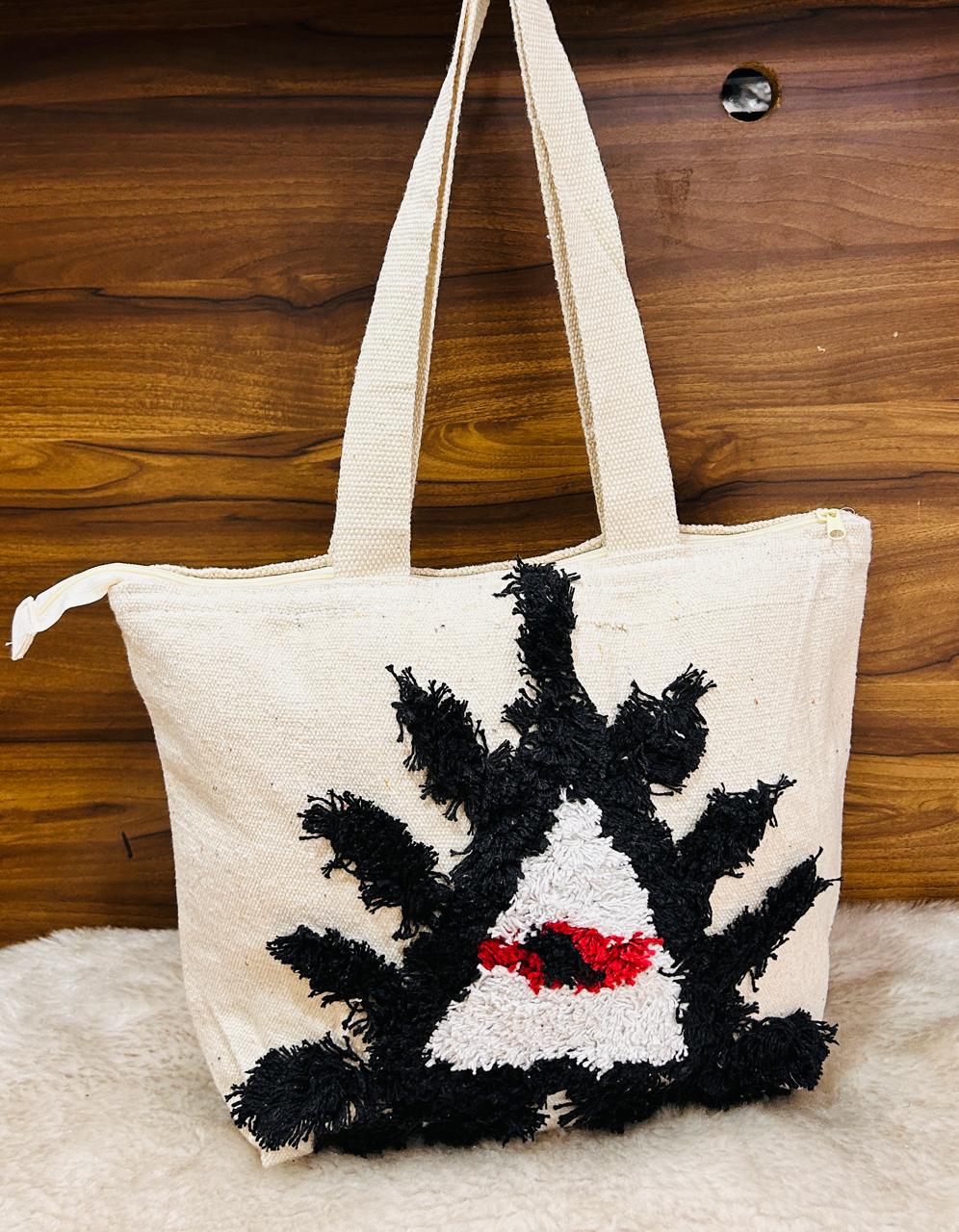 Embroidered Cotton Canvas Tote Bag