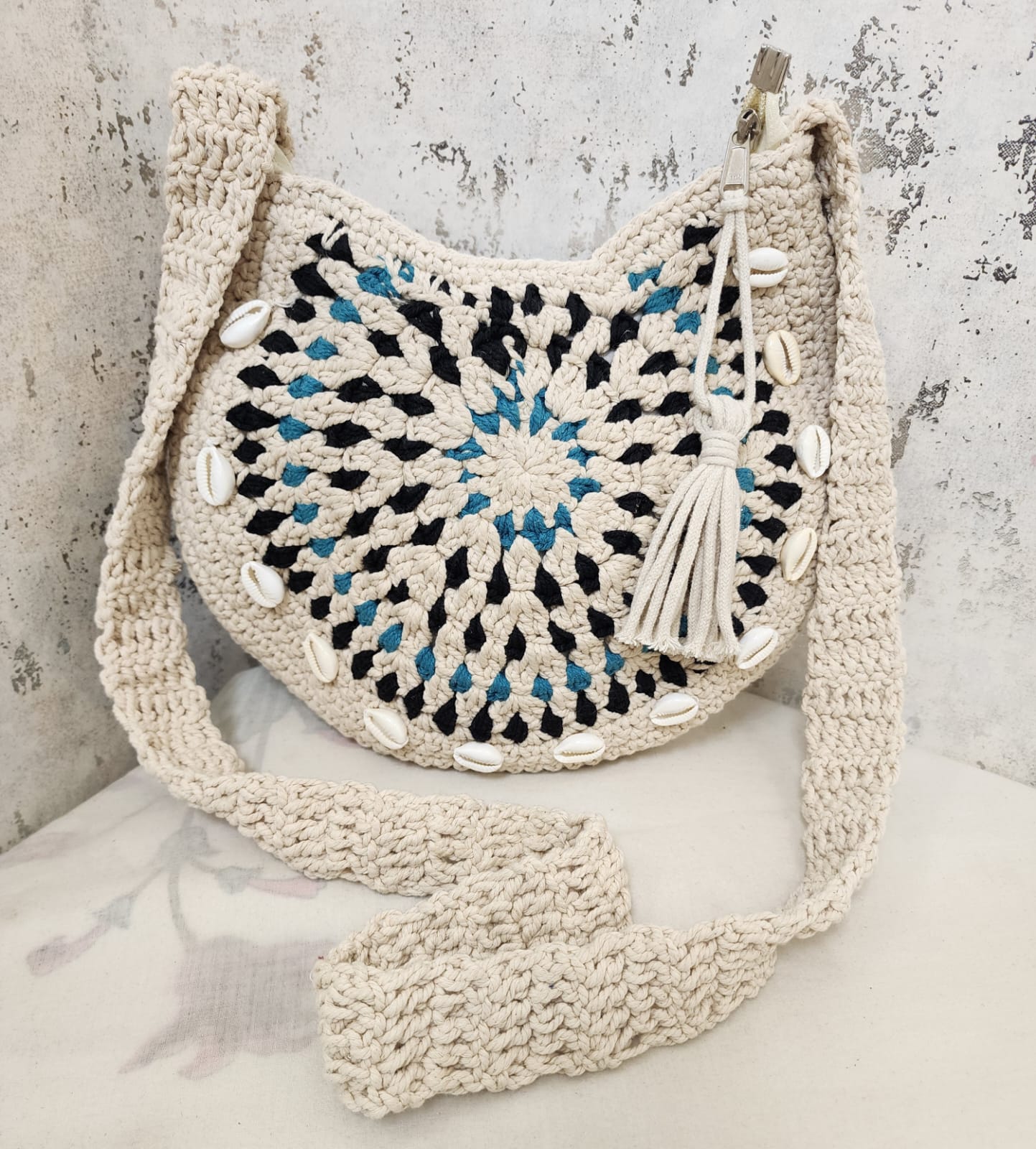 White Handmade Crochet Boho Bag