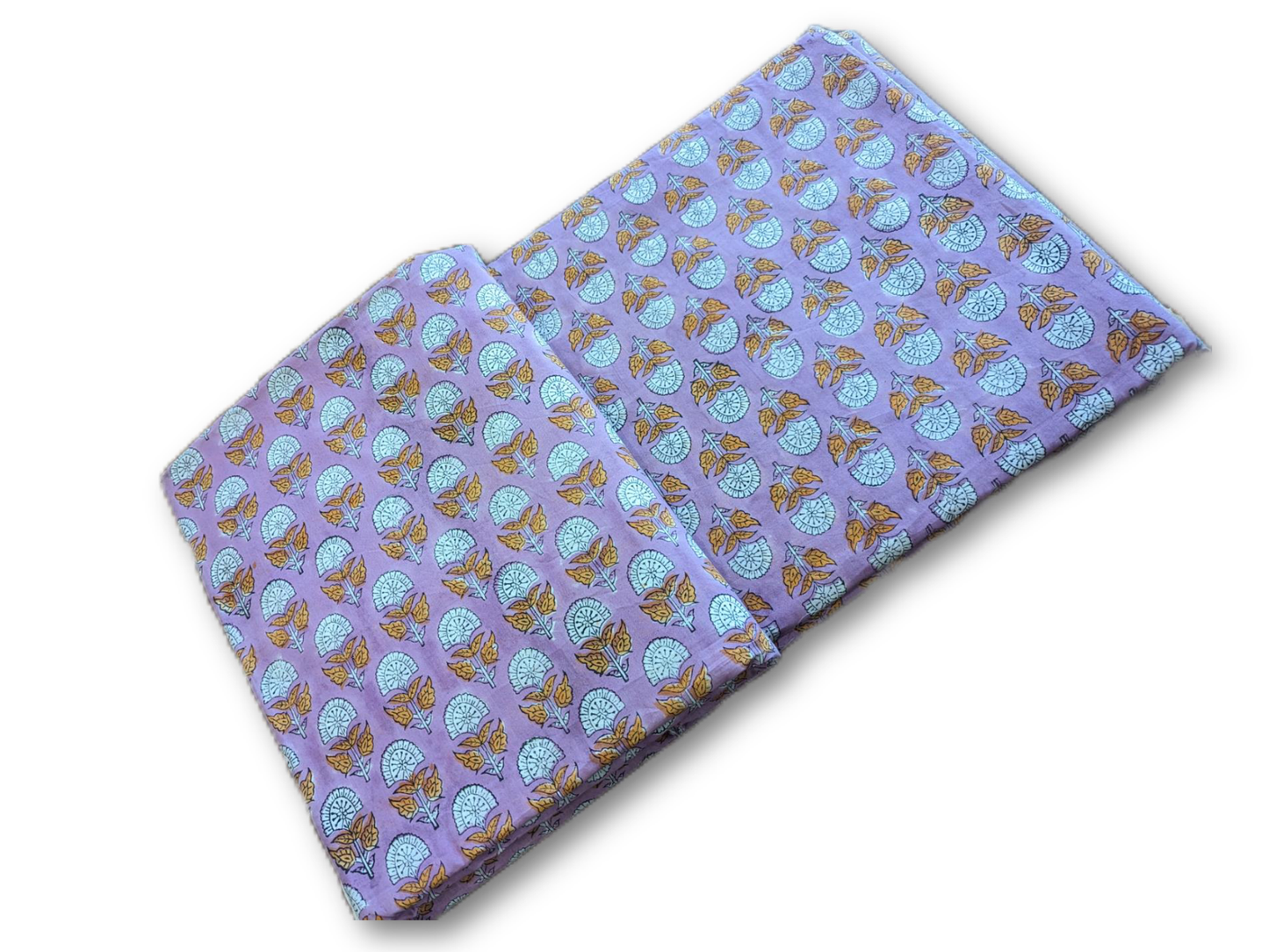 Purple Floral Hand Block Cotton Fabric