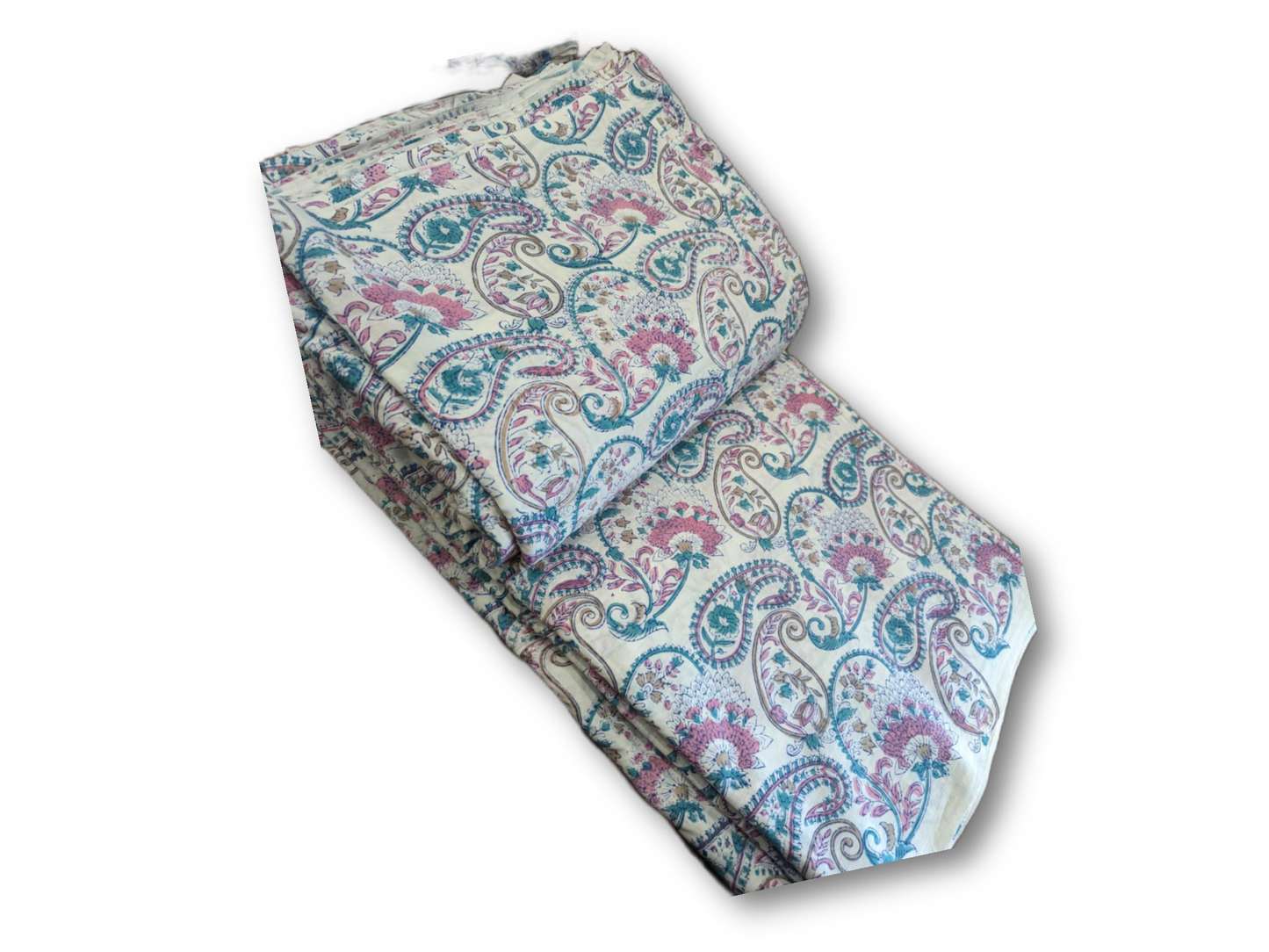 Pastel Paisley Hand Block Printed Cotton Fabric