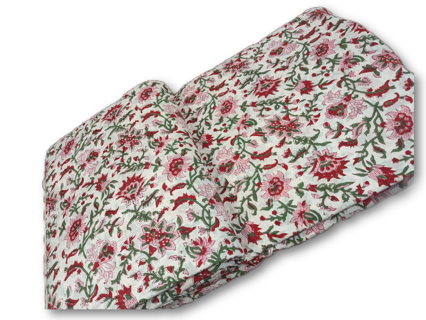 White Floral Creeper Hand Block Cotton