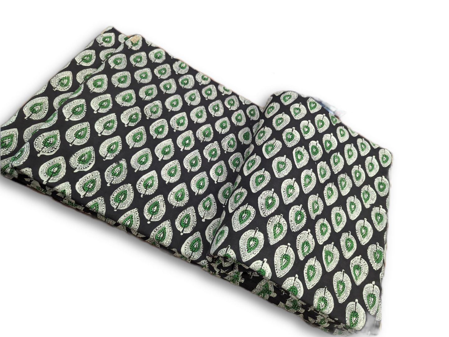 Black Paisley Buti Hand Block Printed Cotton Fabric