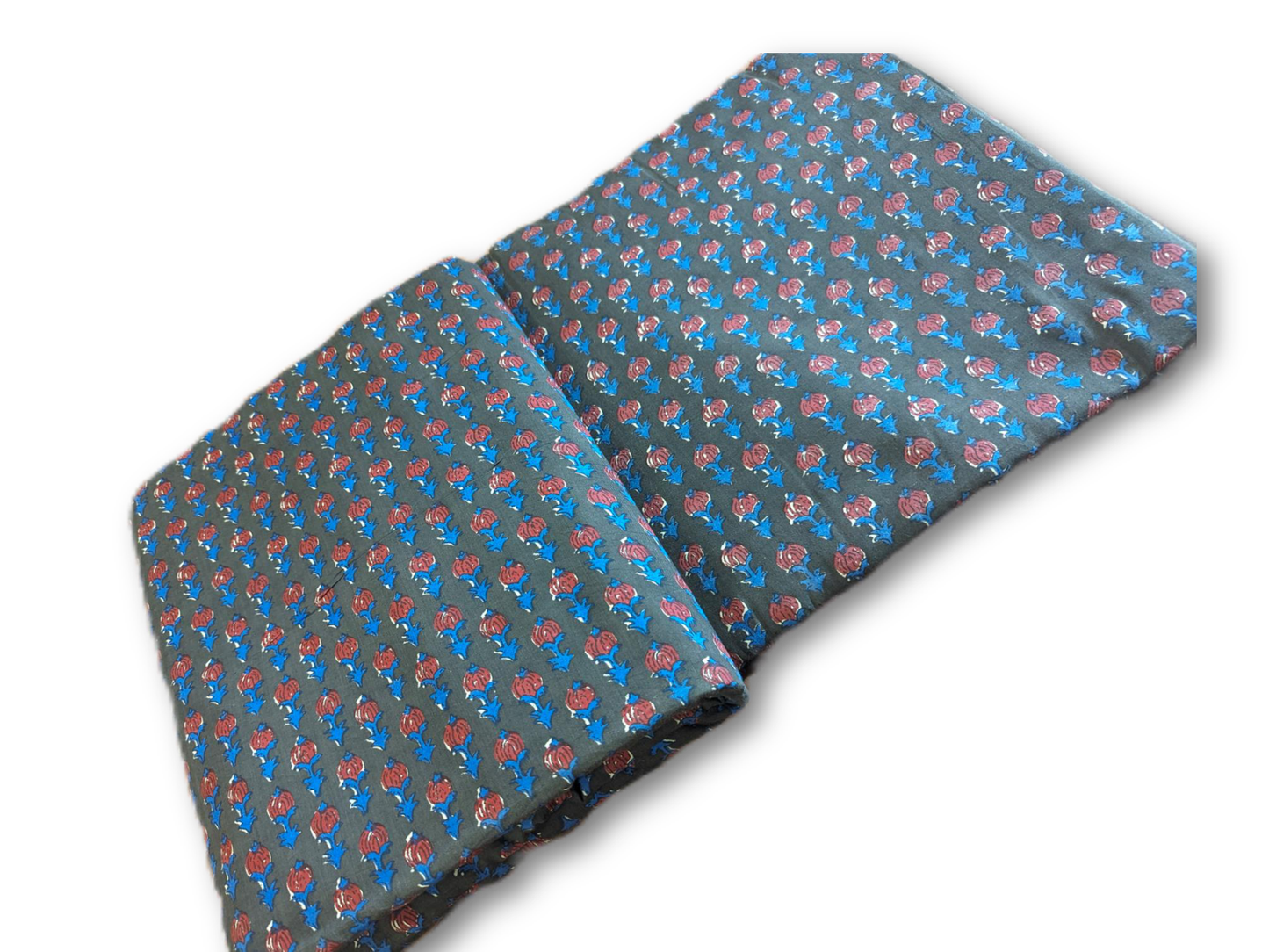 Olive Green Hand Block Printed Cotton Fabric