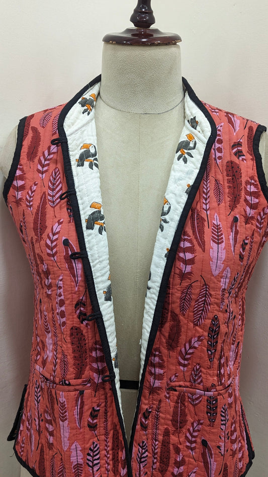 Reversible Block Print Quilted Jacket