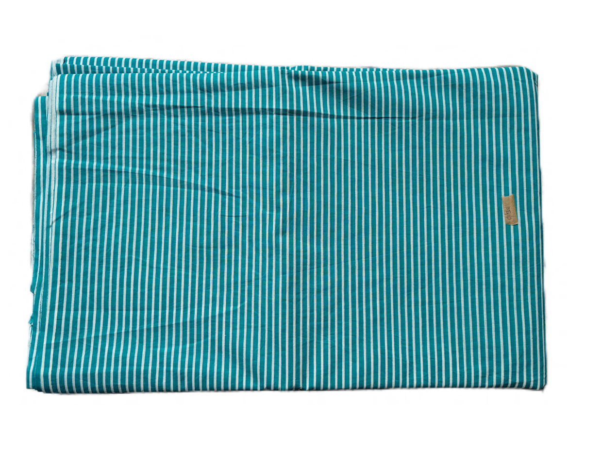 Teal With White Stripes Lining Cotton
