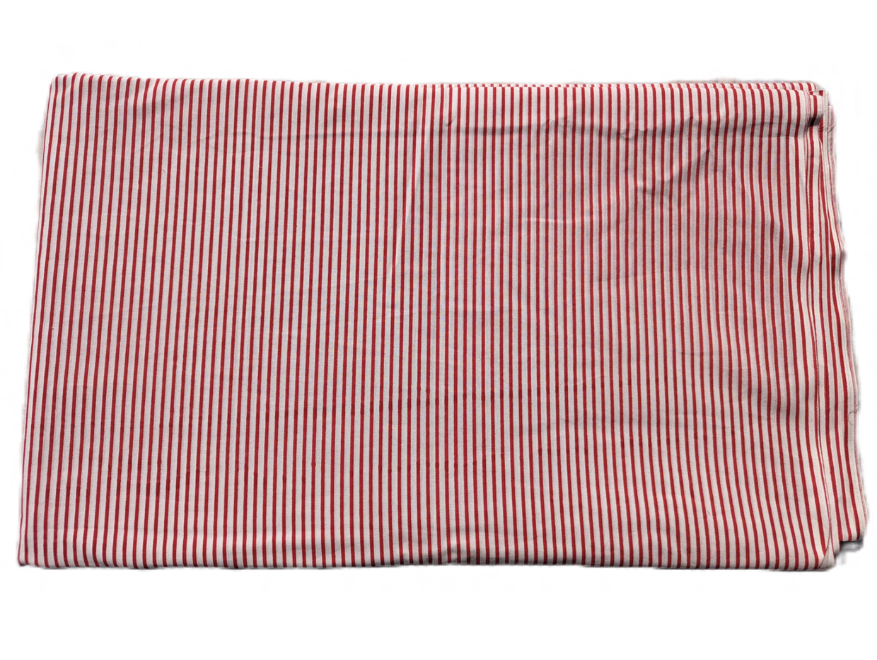 Red & White Stripes Lining Cotton