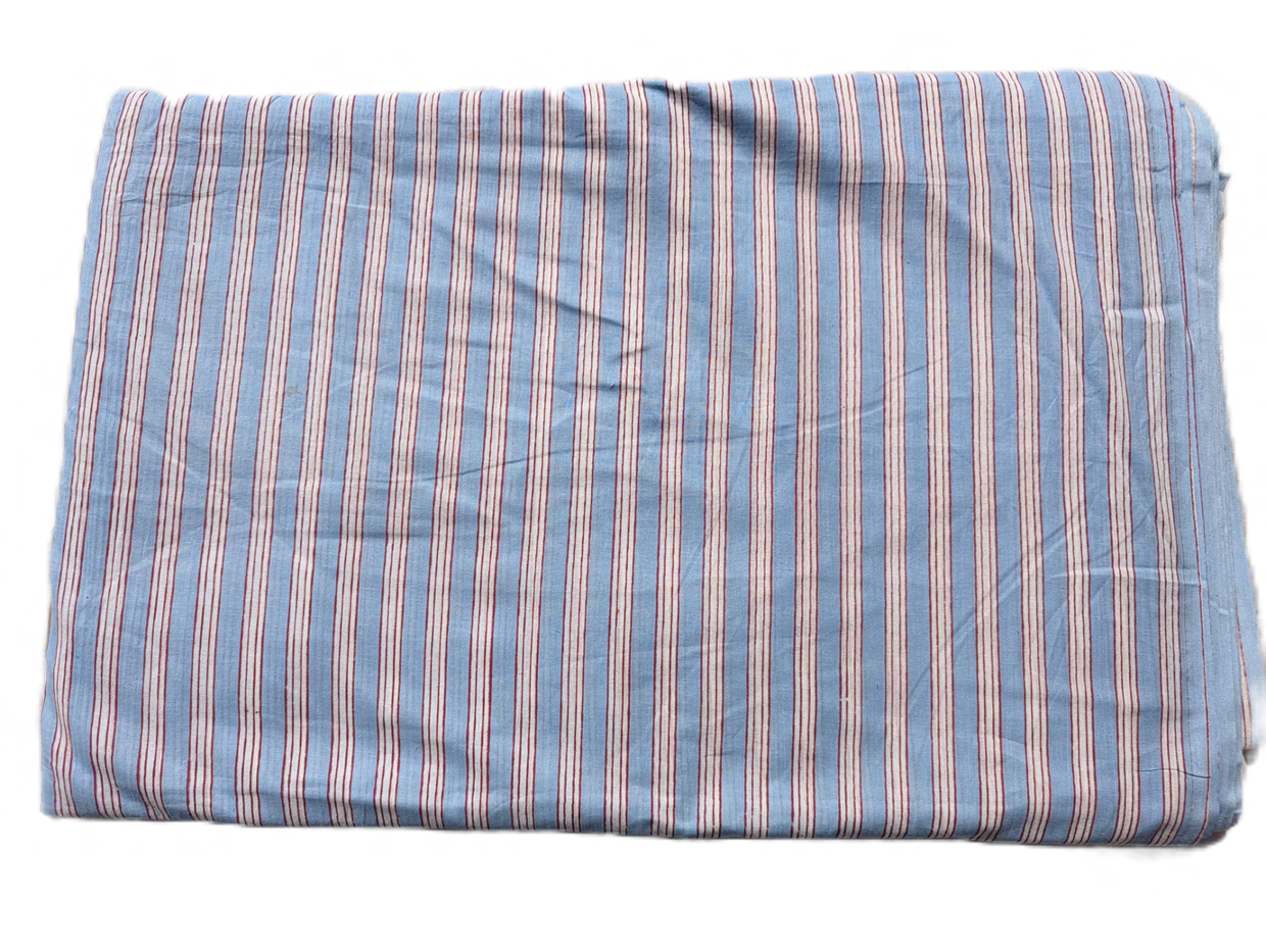 Sky Blue With Red Stripes Lining Cotton