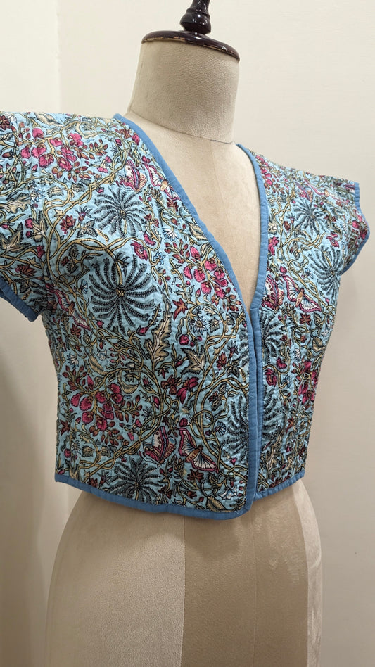 Handcrafted Floral Kalamkari Quilted Jacket