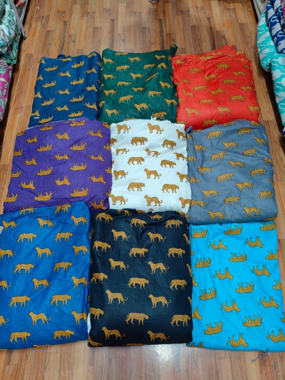Wildlife Motif Screen Printed Cotton Fabric