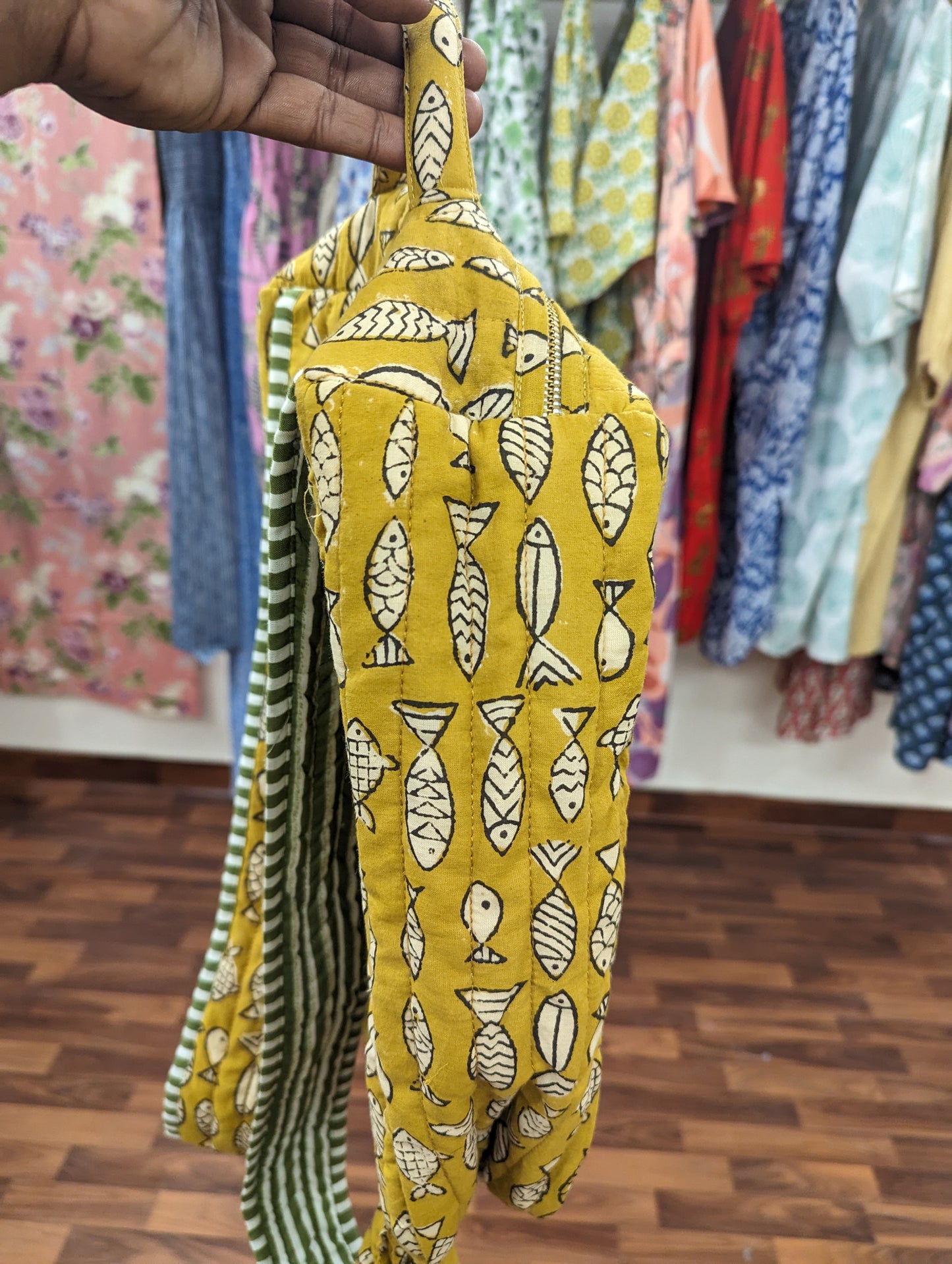 Fish Block Printed Cotton Bags