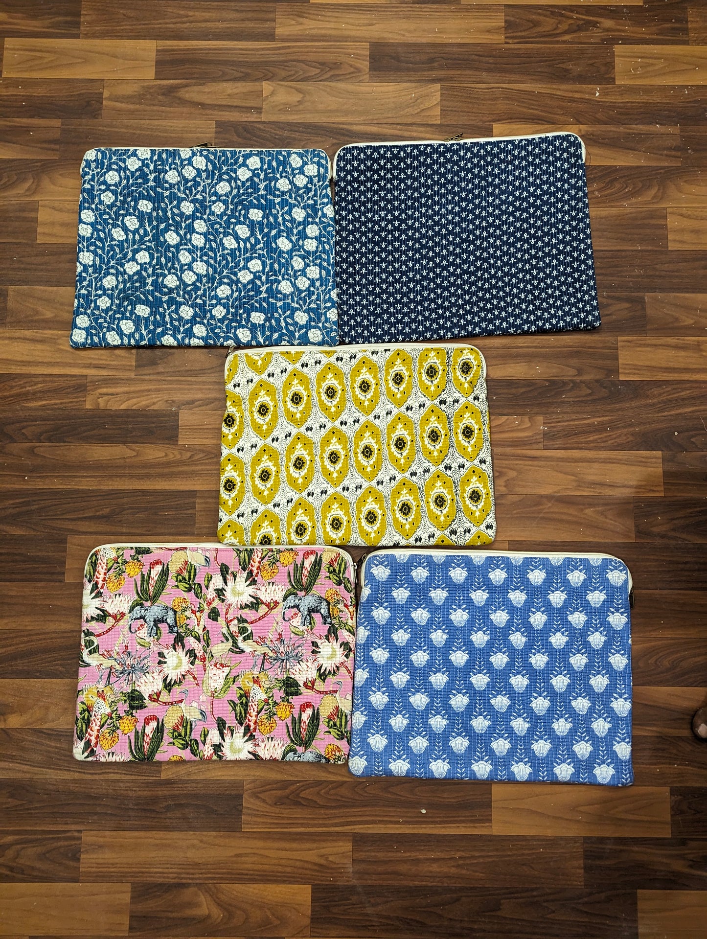 Floral Cotton Quilted Laptop Bag