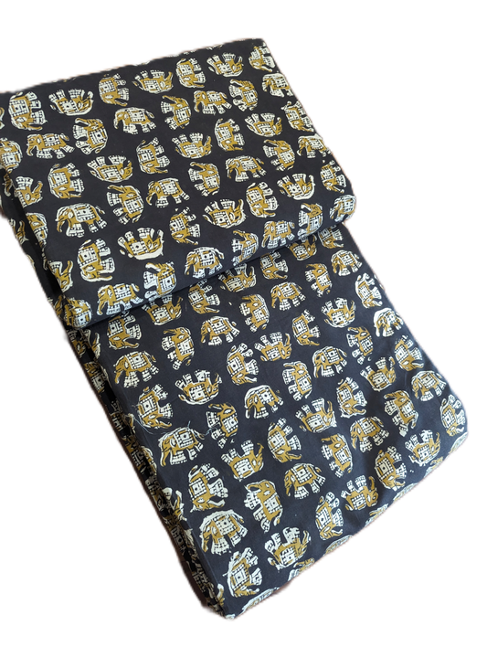 Elephant Hand Block Printed Cotton Fabric