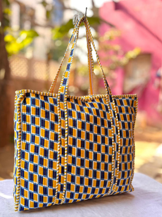 Handicraft Quilted Cotton Tote Bag