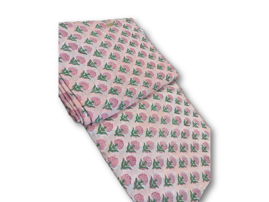 Pink Floral Buti Hand Block Cotton Fabric