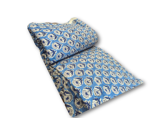 Heritage Indigo Buti Hand Block Cotton Fabric