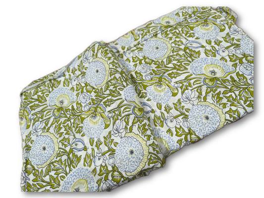 Heritage White Floral Hand Block Cotton Fabric