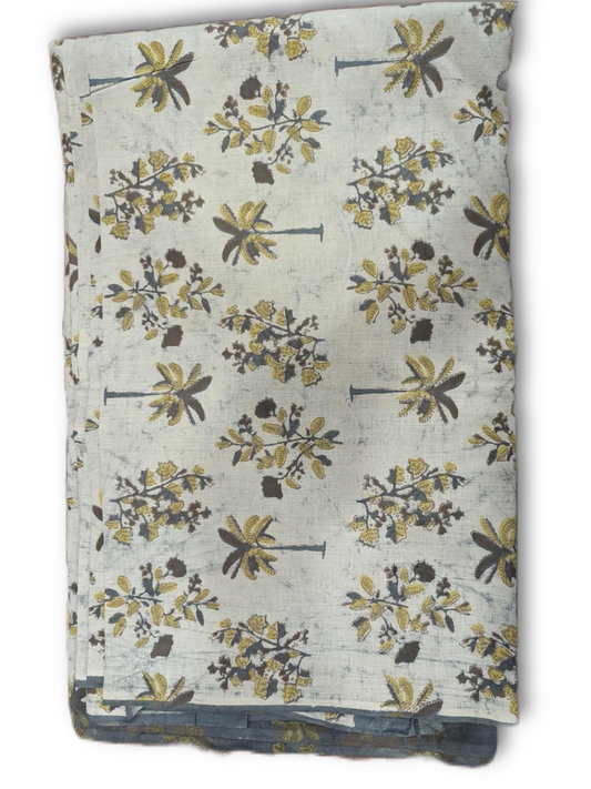 Floral Heritage Hand Block Printed Cotton Fabric