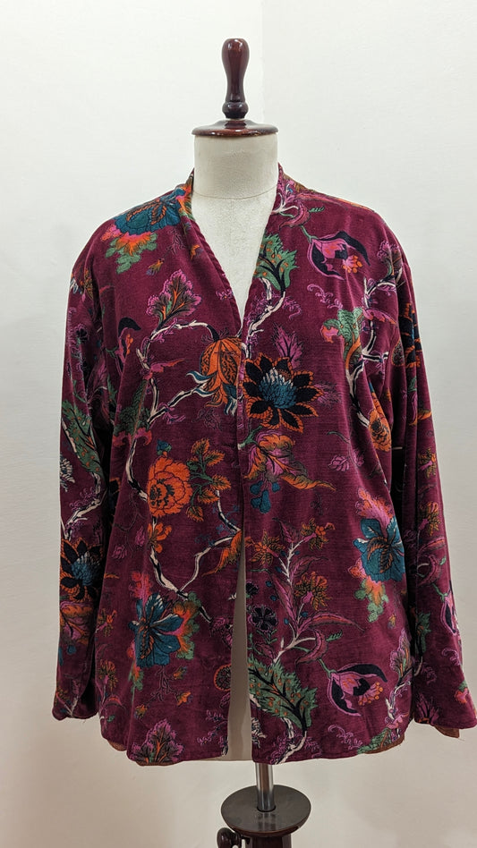 Floral Hand Block Print Quilted Winter Jacket