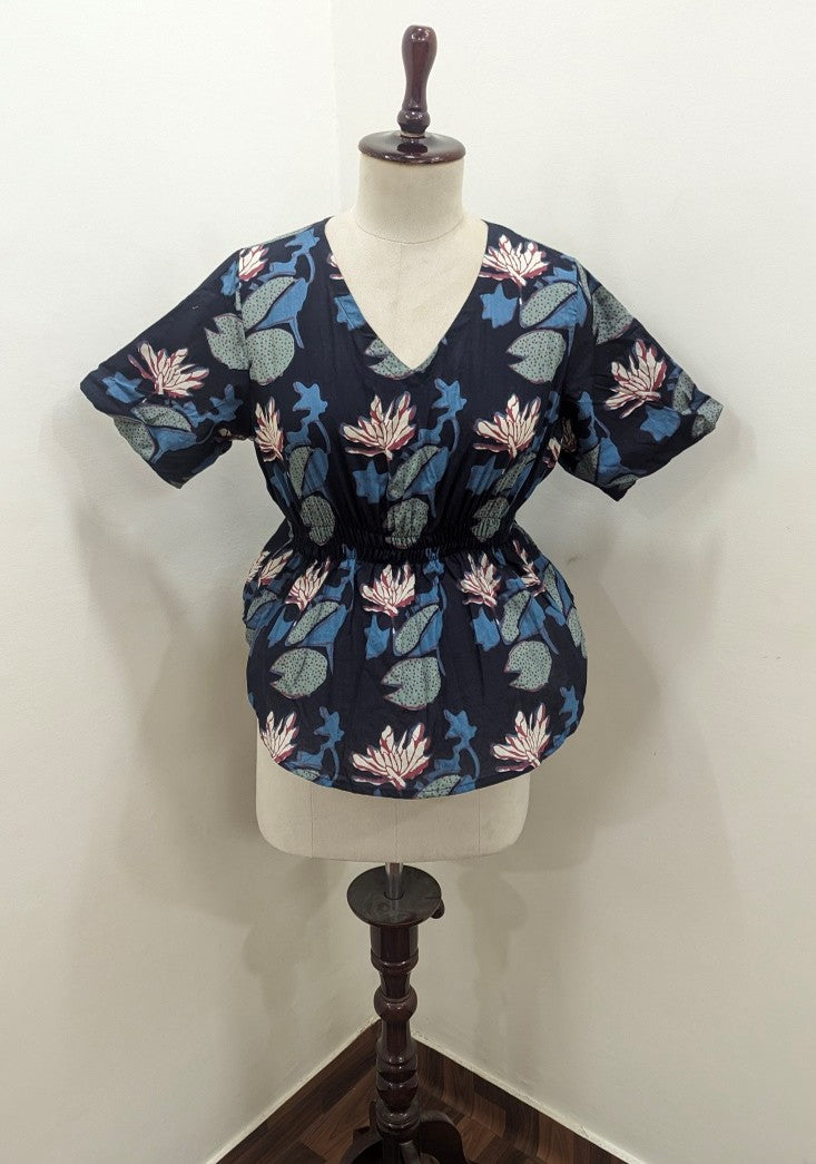 Midnight Lotus Clinch Waist Top