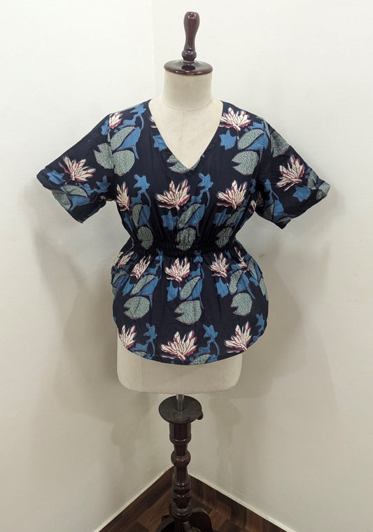 Midnight Lotus Clinch Waist Top