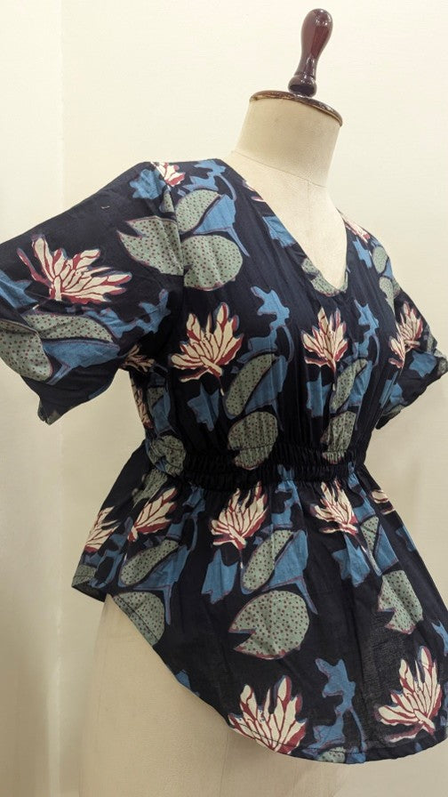 Midnight Lotus Clinch Waist Top