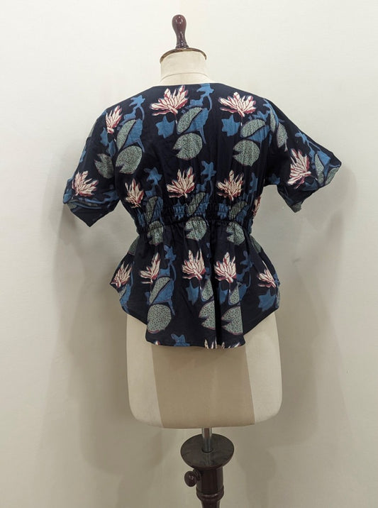 Midnight Lotus Clinch Waist Top