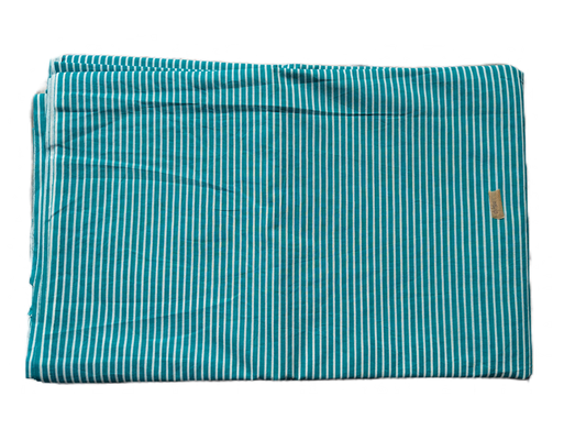 Teal With White Stripes Lining Cotton