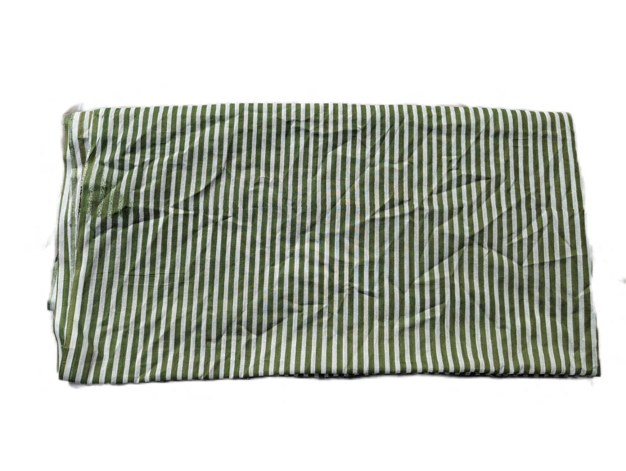 Green & White Stripe Lining Cotton