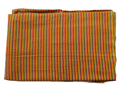Yellow Stripes With Orange & Green Lining Cotton