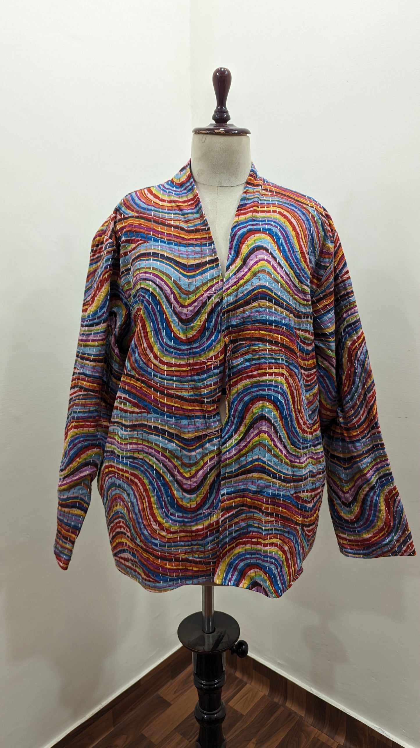 Handcrafted Quilted Open-Front Jacket