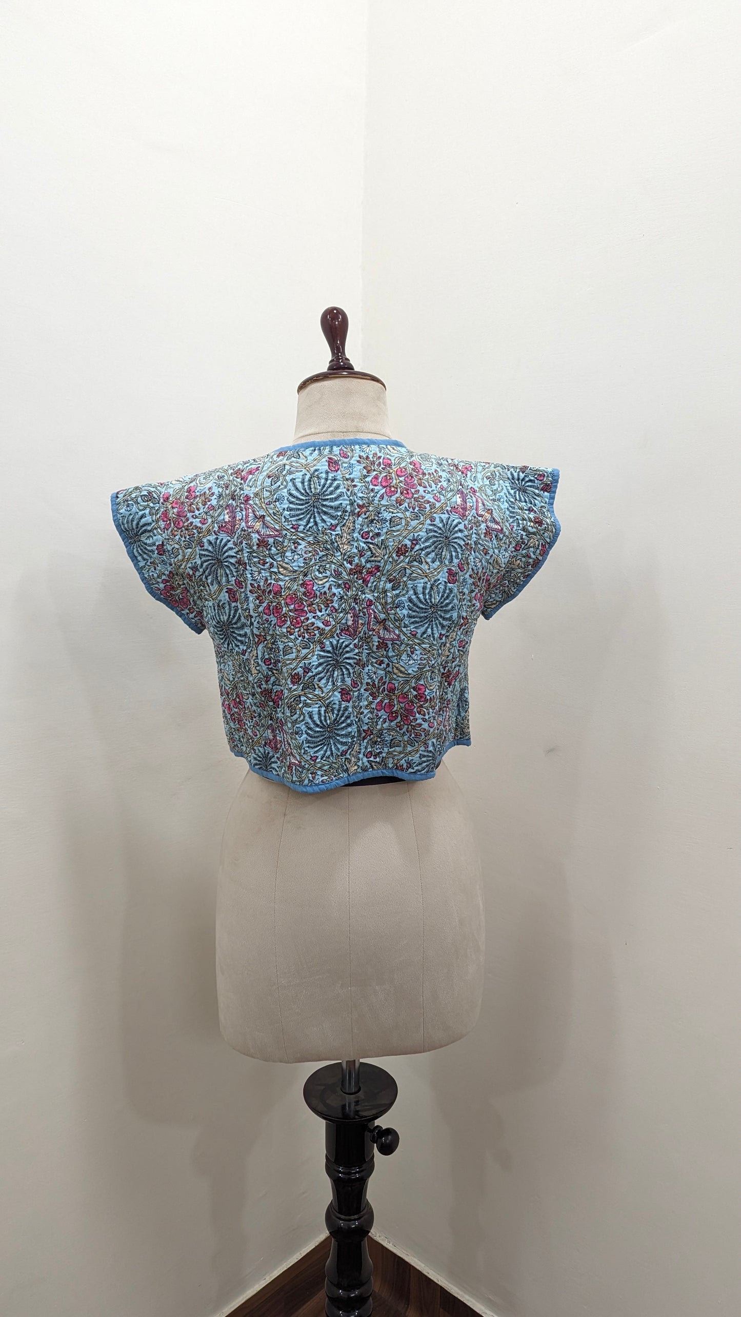 Handcrafted Floral Kalamkari Quilted Jacket