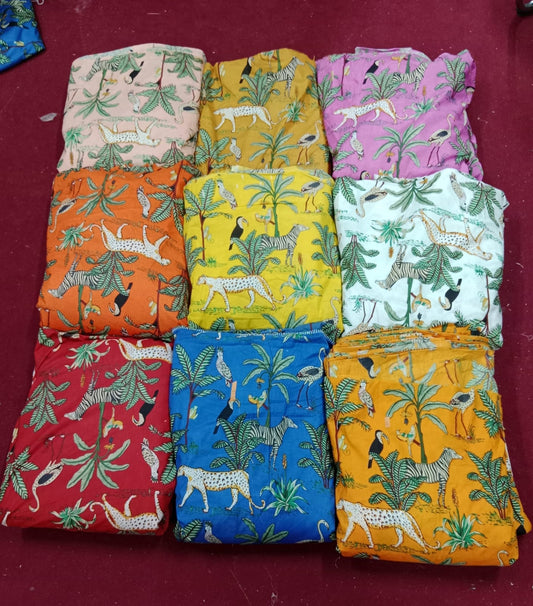 Cotton Screen Printed Jungle Safari Fabric