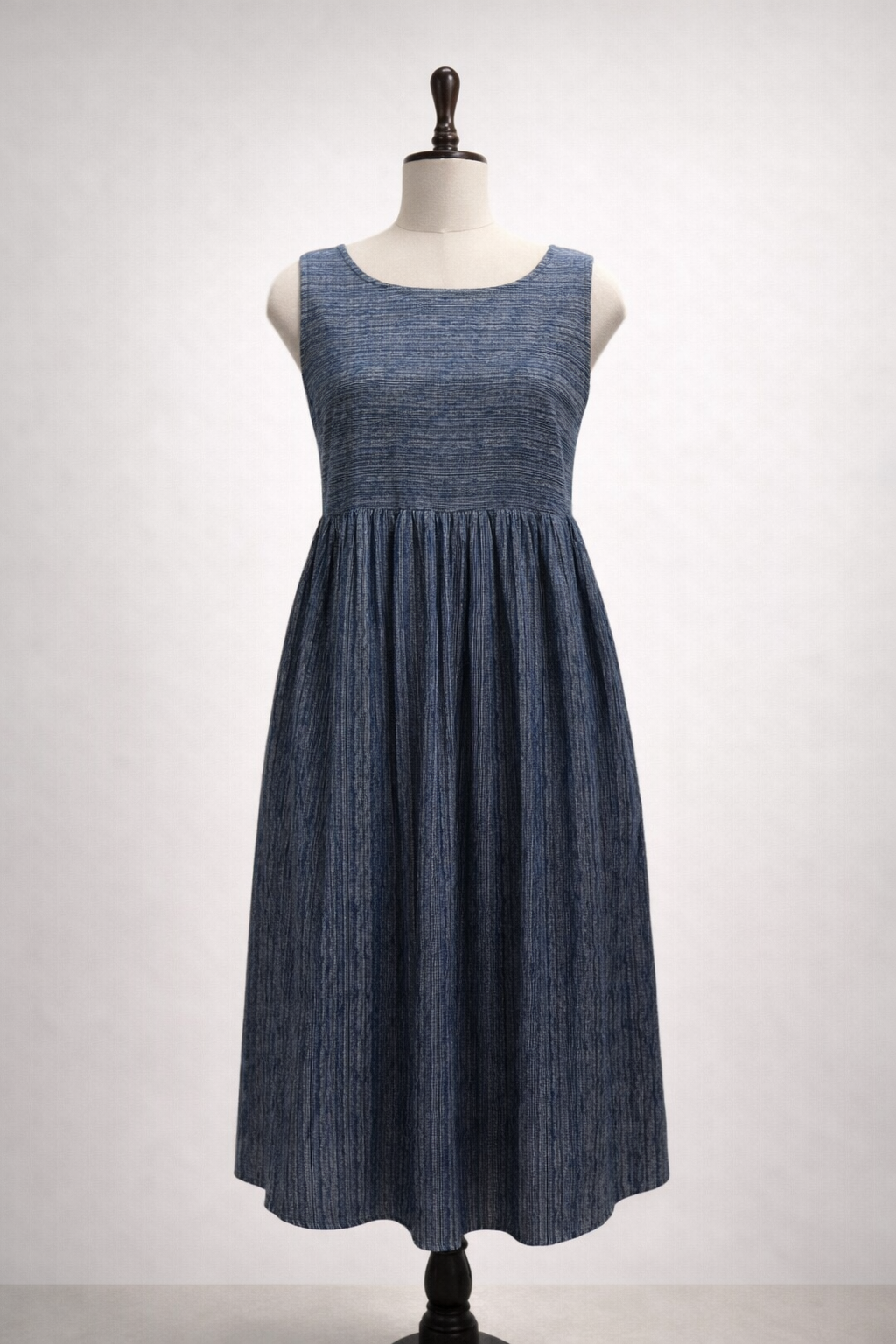 Indigo Dyed Cotton Long Dress