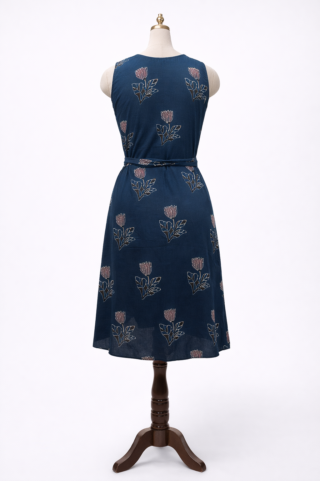 Floral Indigo Cotton Middi Dress